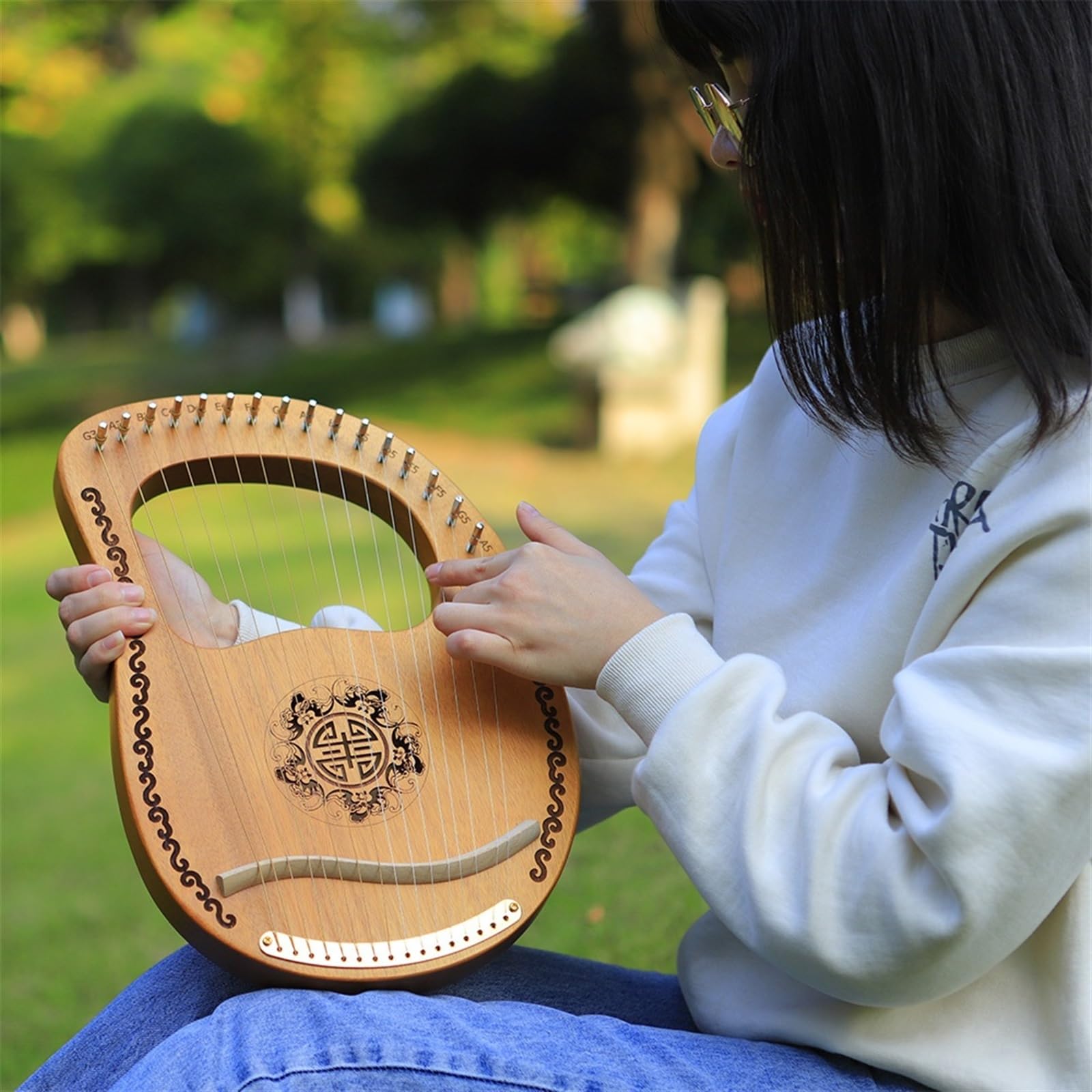 Arpa a lira Strumento musicale a 16 corde for arpa lira in legno di mogano a toni con chiave for accordatura manuale for principianti adulti for bambini