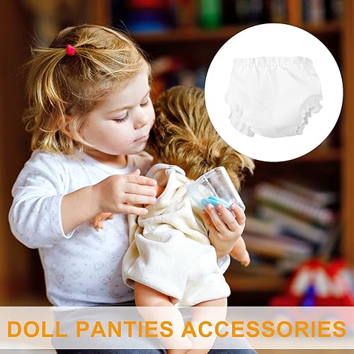 Miniatura 4 de Jarbins 12 pañales para muñecas de bebé, ropa interior blanca para muñecas de 5 a 7 pulgadas, accesorios reutilizables para bebés recién nacidos