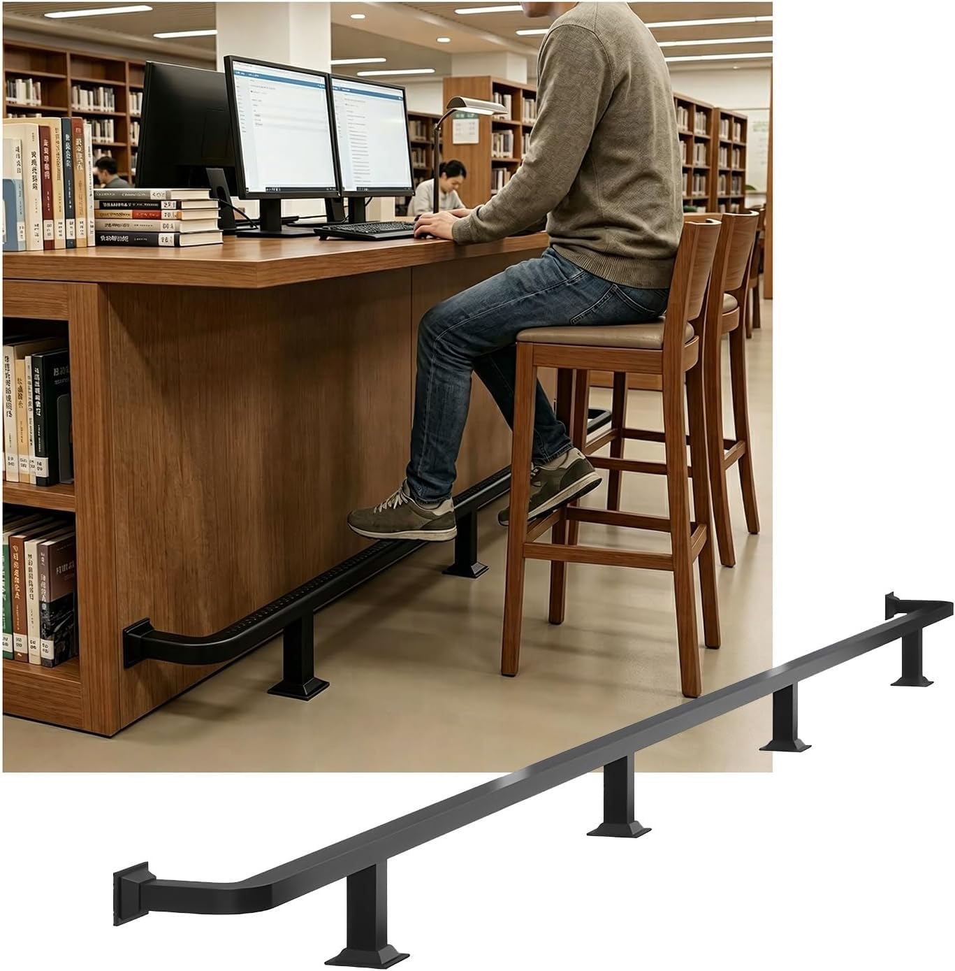 HGOuhK Bar Foot Rail Kit Stainless Steel Bar Foot Rail Kit，for Indoor Durability Bars Feet Rails for Restaurant Kitchen Cafe Counter(Schwarz,3.5M/11.48FT)