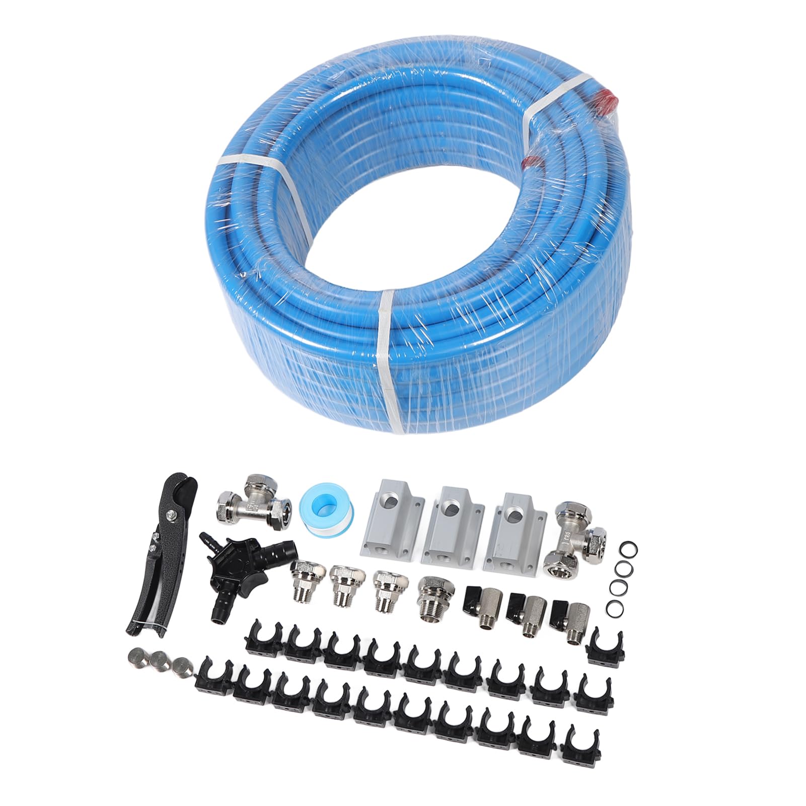 Alomejor de Tuberías de Aire Comprimido, Kit de Línea de Aire de Taller de Aluminio HDPE de 3,4 Pulgadas X 100 Pies, Compresión de Junta Tórica de 200 PSI, Instalación Rápida Flexible para
