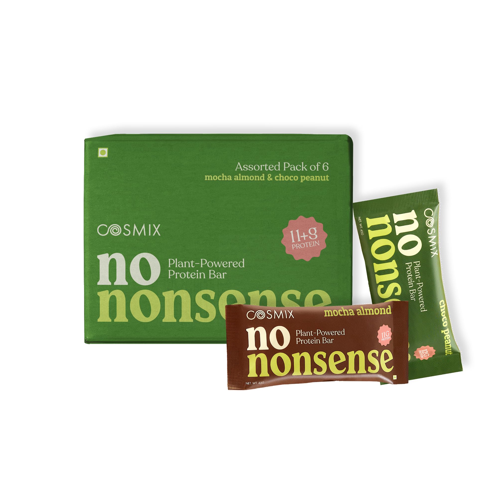 Cosmix No-Nonsense Protein Bar | Choco Peanut | 12g Complete Plant Protein + 6g Fibre | No Added Sugar or Preservatives | Gluten & Lactose-Free, Gut-Friendly | 45g Bar — Amazon image 10