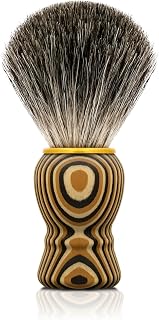 Handcrafted Pure Badger Shaving Brush with Artistic Annual Ring Wood Handle - Soft Bristles for Luxurious Wet Shave