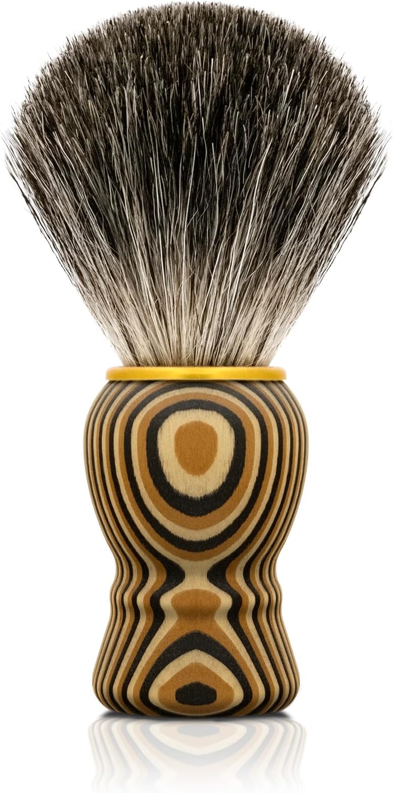 - KIKC Hand Crafted Pure Badger Shaving Brush for Wet Shave, Soft Bristle, Art Annual Ring Wood Handle, Best Gift for Bearded Man