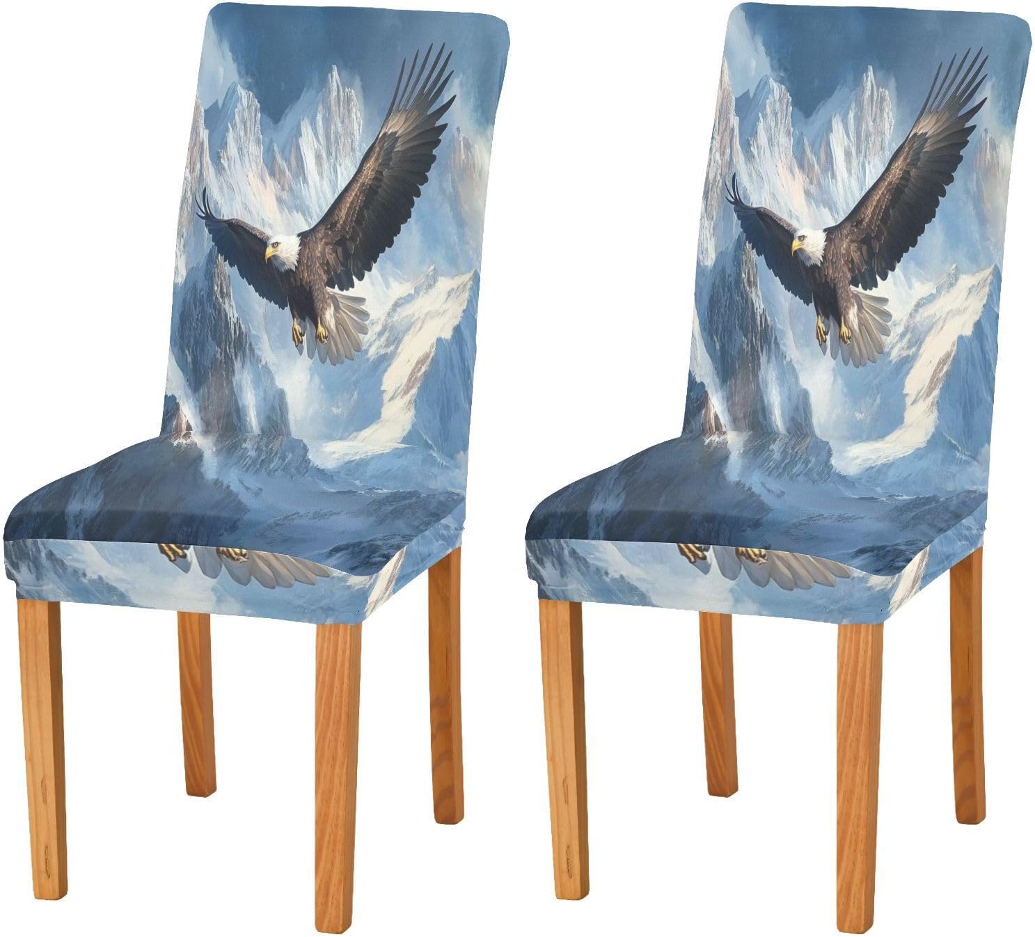 ALAZA Chair Covers for Dining Room, Eagles Wings Soars Over The Mountains Stretch Chair Cover Sets Chair Protector Removable Washable for Ktichen Restaurant Hotel