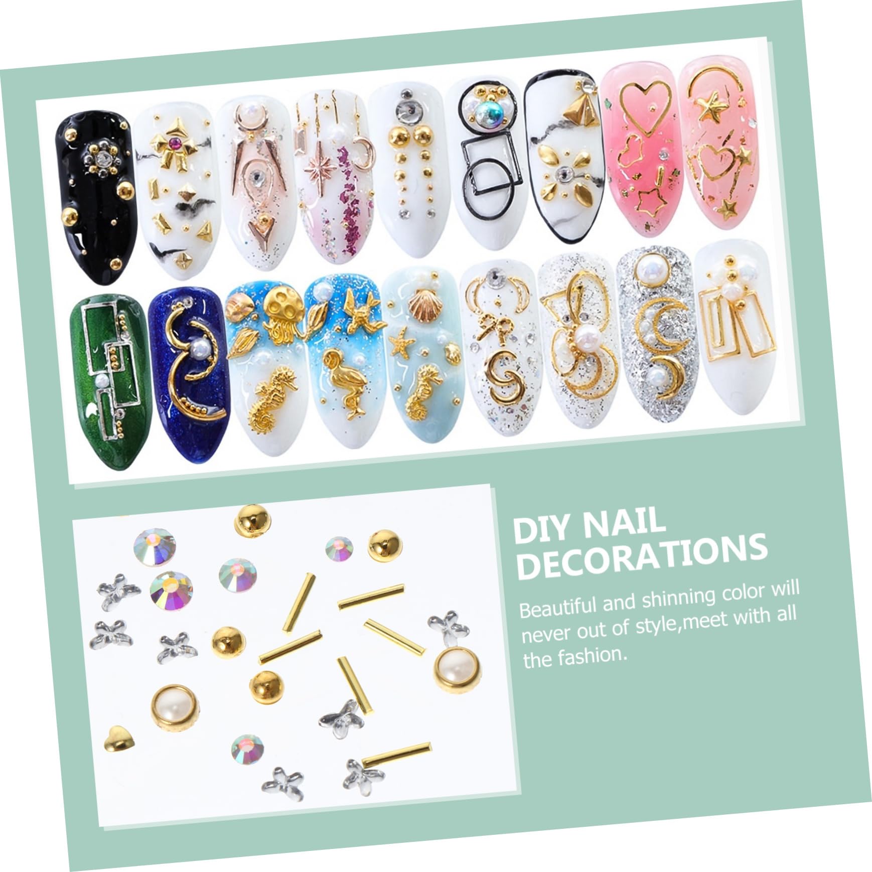 3 Set Decorazioni Per Unghie Dorati Ciondoli Per Nail Art Te Accessori Manicure Eleganti E Facili Applicare Per Principianti E Professionisti 9 Scatole*3