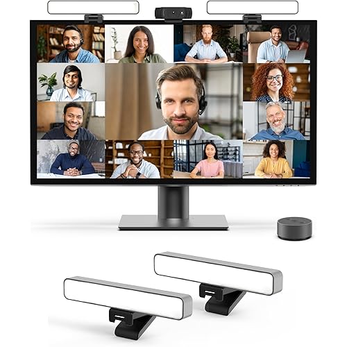HumanCentric Premium Video Conference Lighting for Video Calls, HighBeam Pro Light for Zoom Meetings and Streaming, Upgrade Monitor Ring Light with LED Webcam Light, Dual Video Conference Light