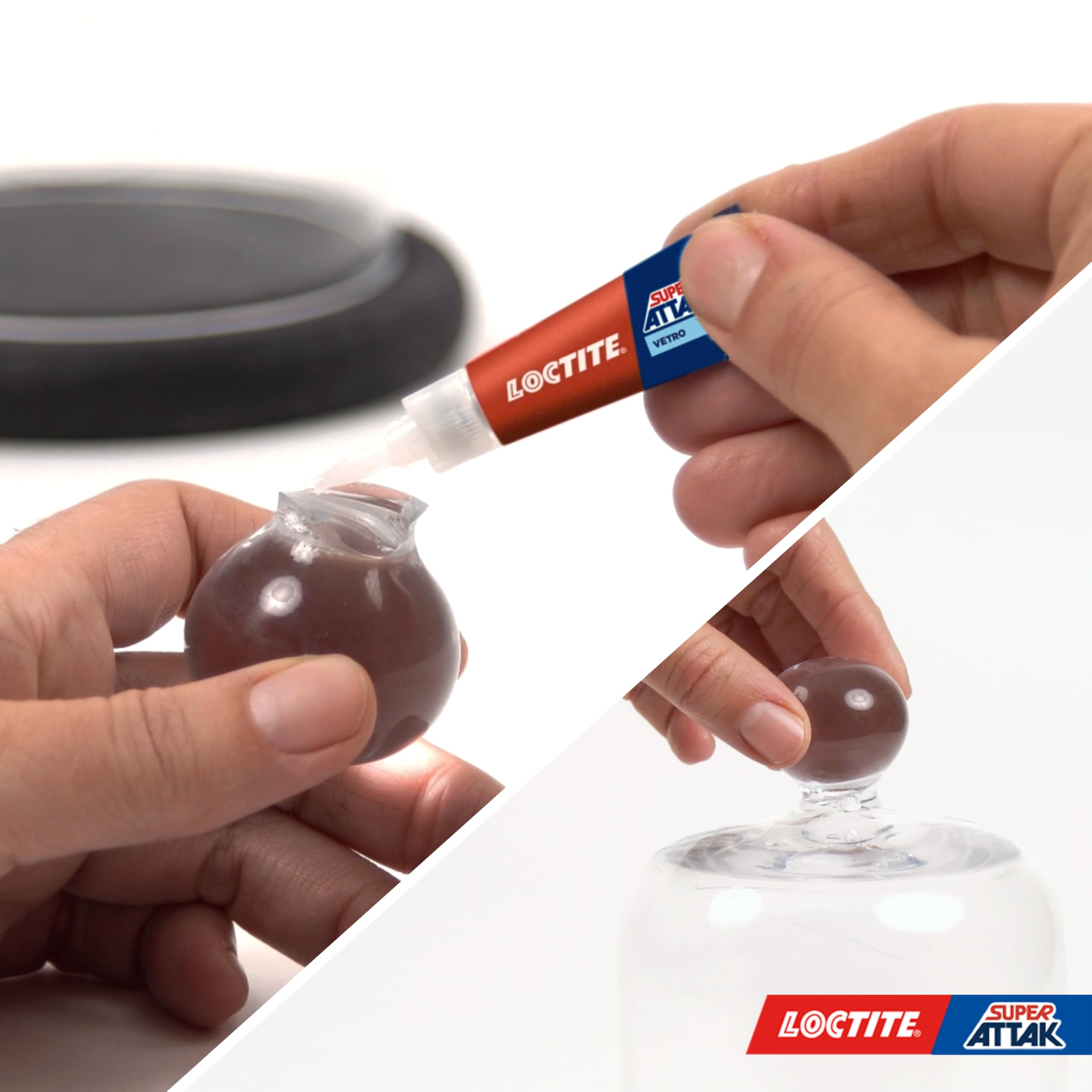 Loctite Super Attak Vetro, Colla per vetro di alta qualità, Adesivo istantaneo per vetro, Colla trasparente facile da usare, durevole e riutilizzabile, 1 x 3g