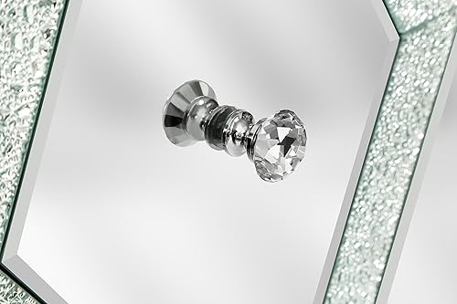 Miniatura 9 de SSLine Armario de almacenamiento con espejo, moderna mesa consola de buffet con forma de diamante, puerta de espejo decorativa para entrada, sala de