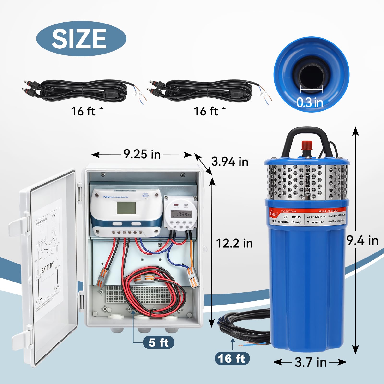Kit de bomba de agua solar, sistema de bomba sumergible de pozo profundo de