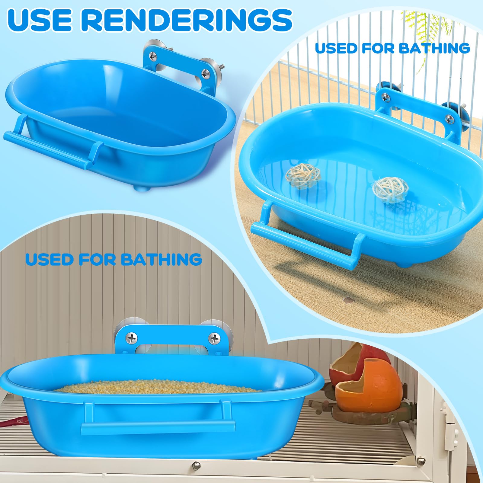 DINHEAROM Cuenco de Baño Colgante para Pájaros, Bañera para Jaulas Interiores, Accesorio Multifuncional de PP para Periquitos y Aves Pequeñas — view 3