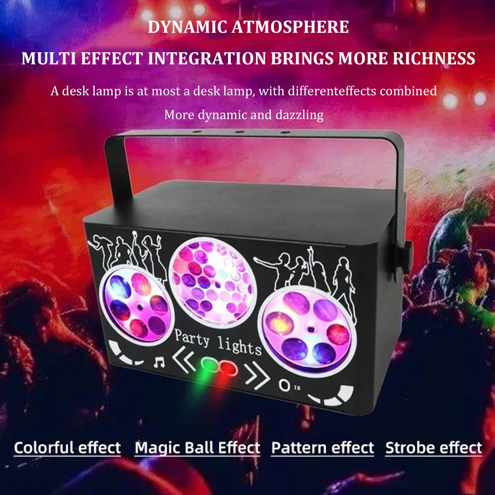 Luce Da Discoteca Rgbw, Proiettore Laser 4 in 1 Con Effetti Speciali, Luci Stroboscopiche a LED,Luce Da Palcoscenico Attivata Dal Suono Dmx, Telecomando, Per Dj, Feste,Matrimoni,Ktv,Riunioni in Casa