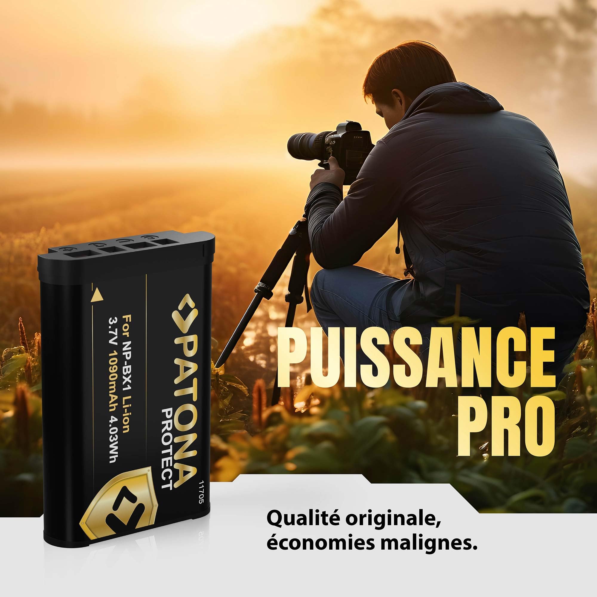 PATONA 2X Protect NP-BX1 Batterie 1090mAh – Remplacement pour Sony NP-BX1 – pour CyberShot DSC-RX100 II III IV V VI VII, HX50 HX60 HX80 HX90 HX99 HX400V WX500 – Double