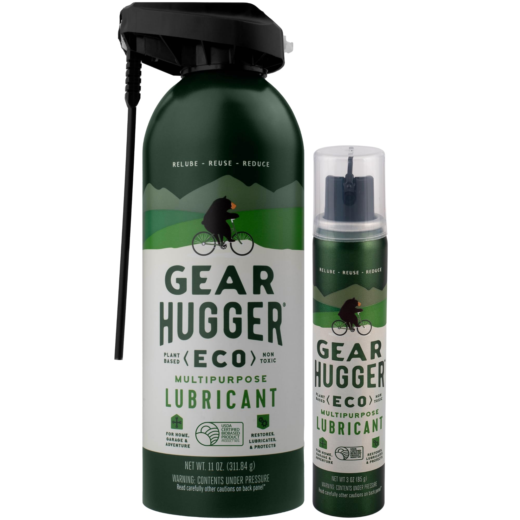 Gear Hugger Multipurpose Lubricant Combo, Plant-Based (11oz + 3oz Bottles)