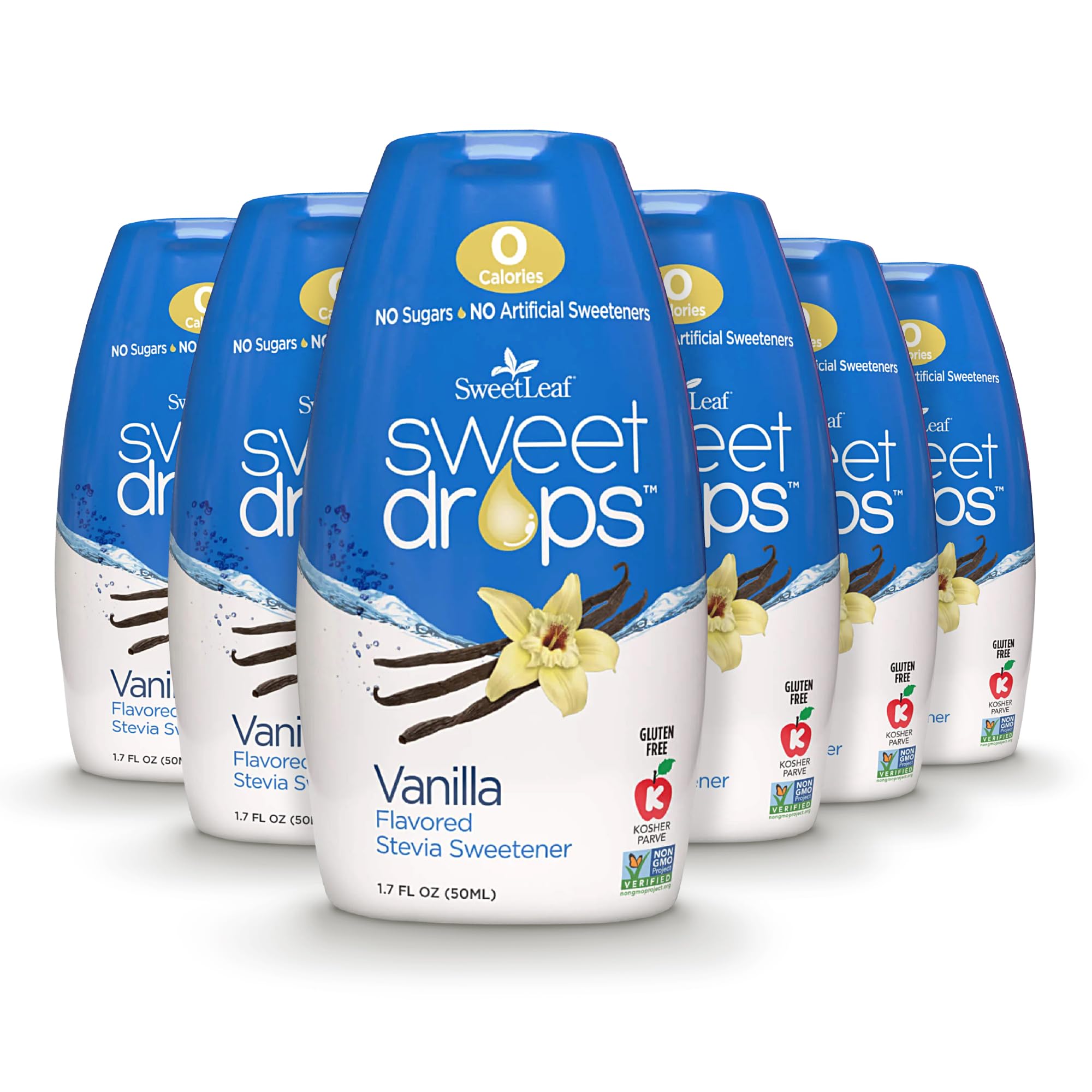 SweetLeafSweet Drops Vanilla Stevia Liquid Sweetener - Flavor Foods, Keto Coffee with Sugar Free, 0 Calorie, Non-Glycemic Response SweetLeaf Stevia Drops, 1.7 Fl Oz Ea (Pack of 6)