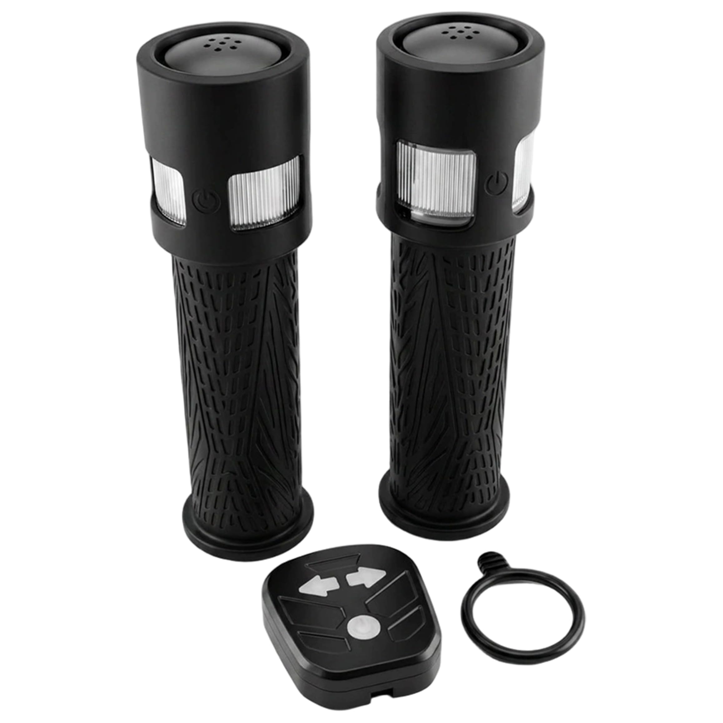 Puños de manillar LED para bicicleta con bocina recargable USB-C de 22mm 8