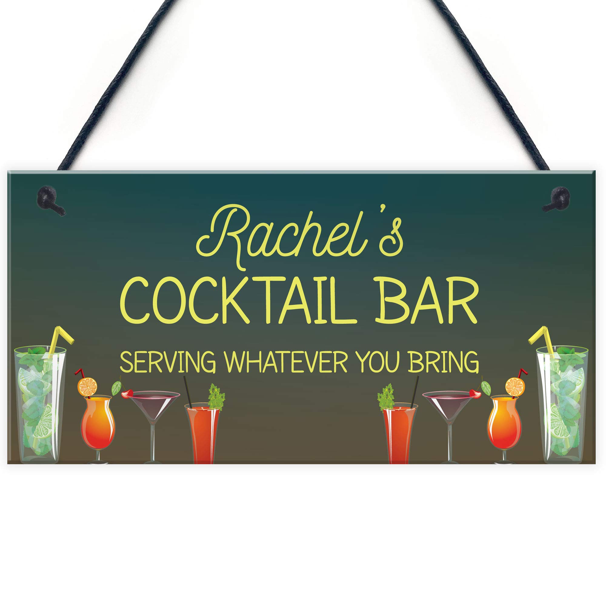 Red Ocean Personalised Cocktail Bar Sign For Your Home Novelty Alcohol Gifts Man Cave Gifts For Him Her