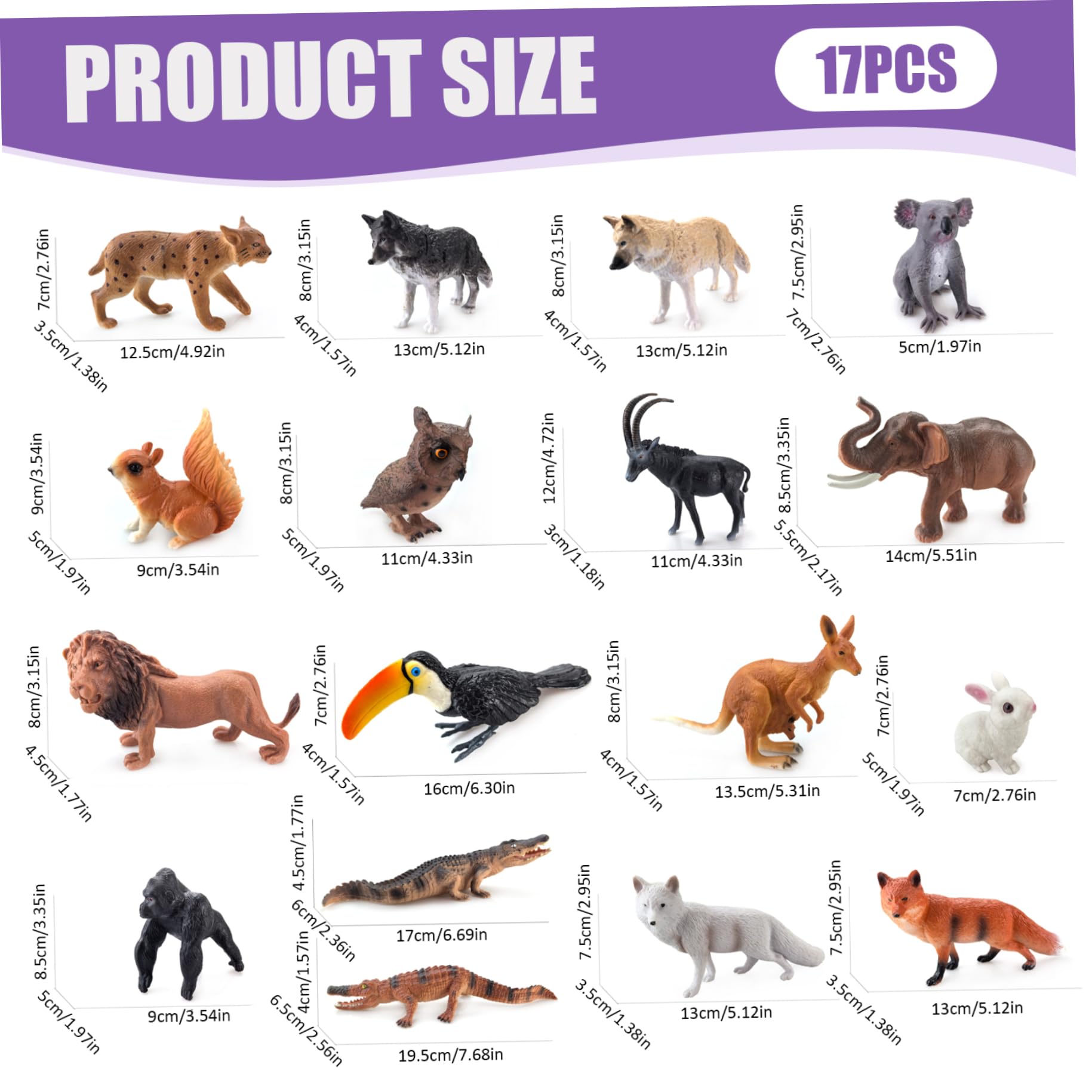 Animali Giocattoli per Bambini, 17 Pezzi/Set Figure di Animali realistiche, Giocattoli educativi per Regali di Compleanno, Divertenti bomboniere