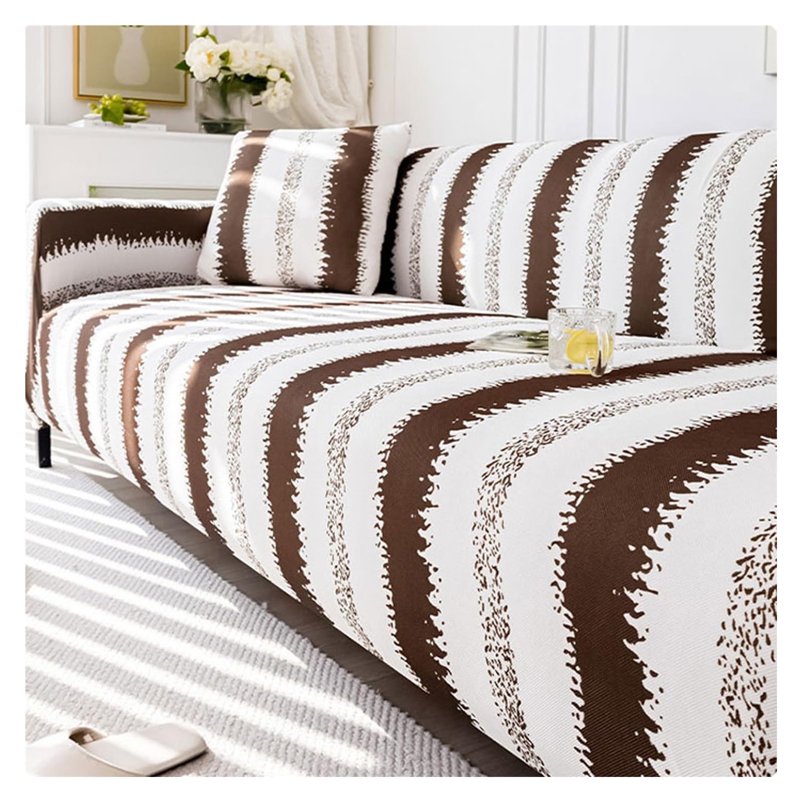 Housse de canapé d'été en soie glacée universelle extensible 2 places pour salon moderne
