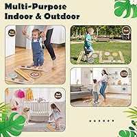 Vista 6 de Viga de equilibrio de madera para niños, 6 piezas Waldorf y Montessori tabla de equilibrio, juguete de habilidad motora para niños de 3 a 5 años