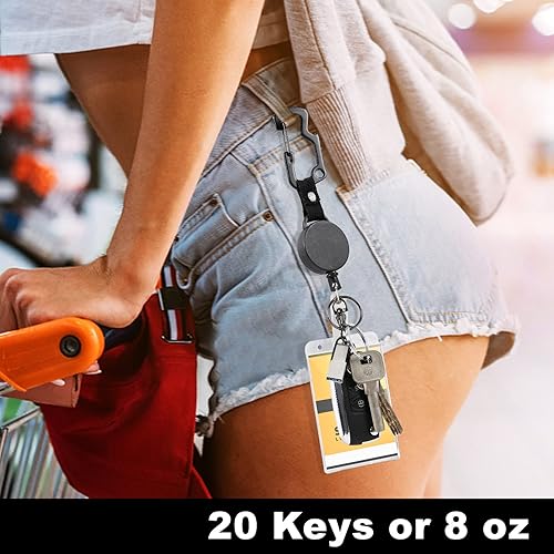 Vista 5 de DELSWIN Cordón retráctil resistente – Cordones separables para tarjetas de identificación y llaves, llavero retráctil con mosquetón mejorado