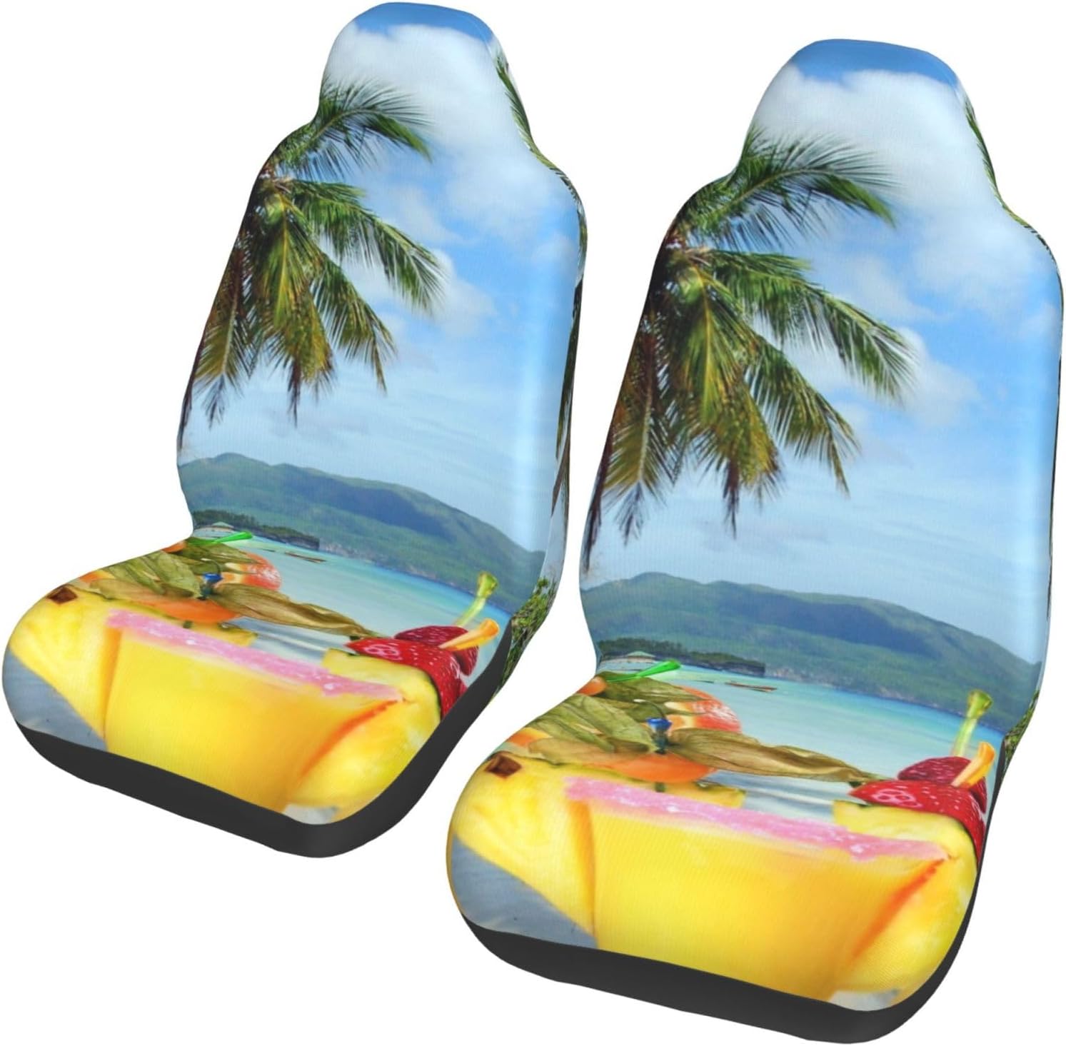 Tropical Drink Interior Car Seat Covers 2-Pack - Fit for Sedans, Trucks, Suvs, Automotive Seat Protectors with Reinforced Stitching