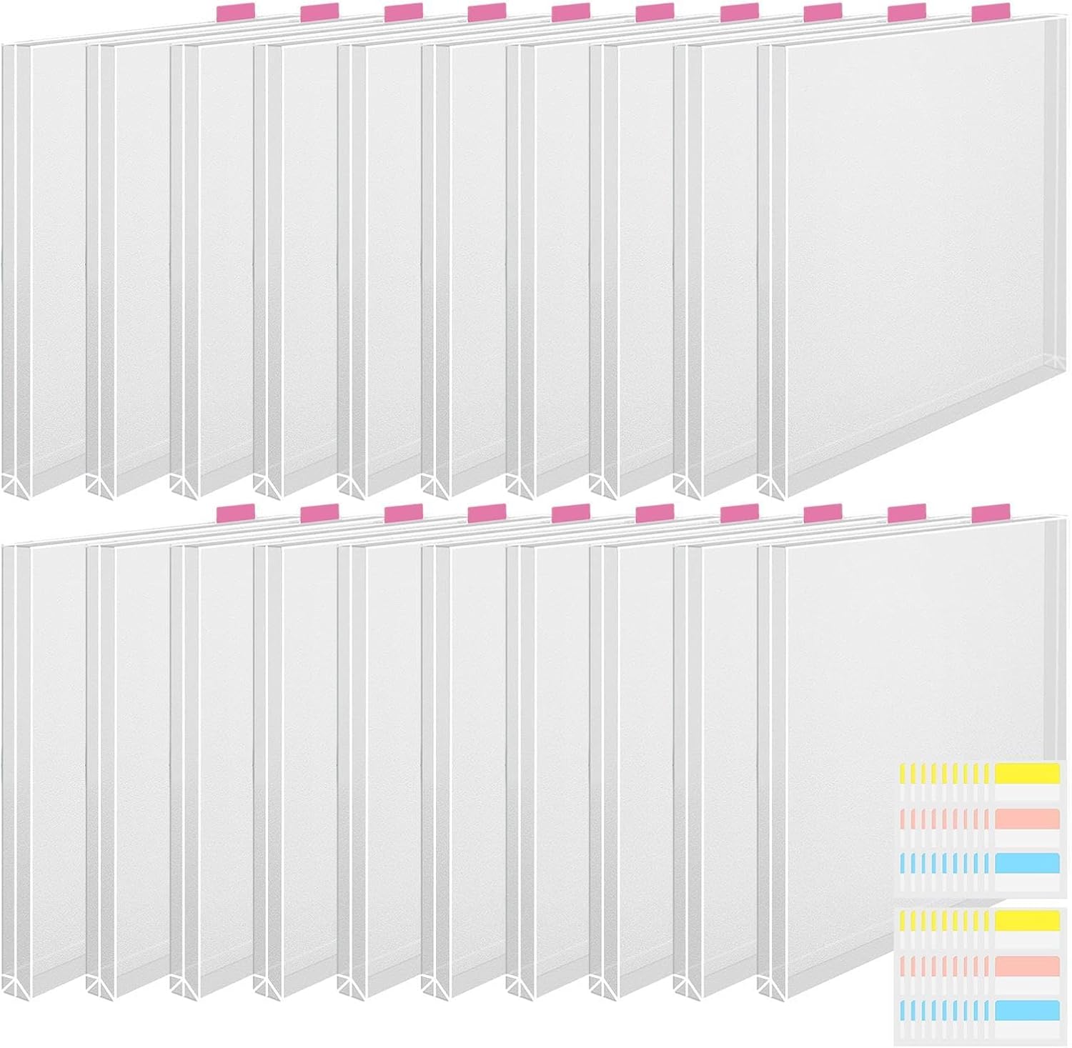 Clear Scrapbook Paper Storage Organizer, 12 x 12 Paper Holder with Sticky Index Tabs, Arts and Crafts Supply Organization, Professional System