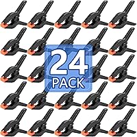 NUITPY 24 Pack 3.5 Inch Heavy Duty Plastic Spring Clamps - Black Clips for Crafts, Backdrop Stands, Woodworking & Photography