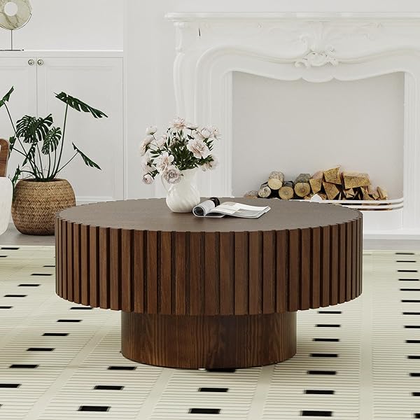 Round Fluted Drum Coffee Table