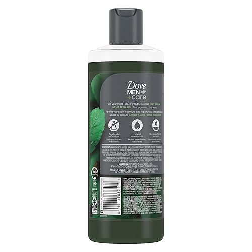 Miniatura 2 de Dove Men+Care Gel de baño de albahaca sagrada + aceite de semilla de cáñamo, 4 unidades para reconstruir la piel en la ducha con limpiadores e