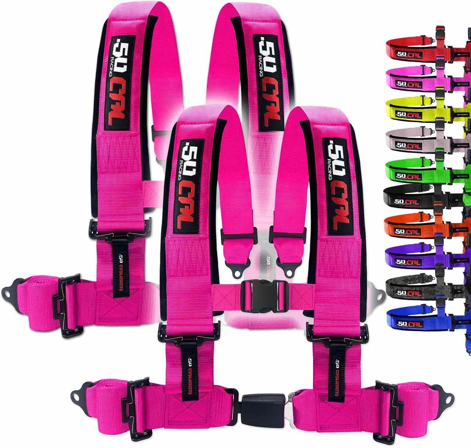 2pc Pink 4 Point Harness for Bucket Seat, Push Button Release