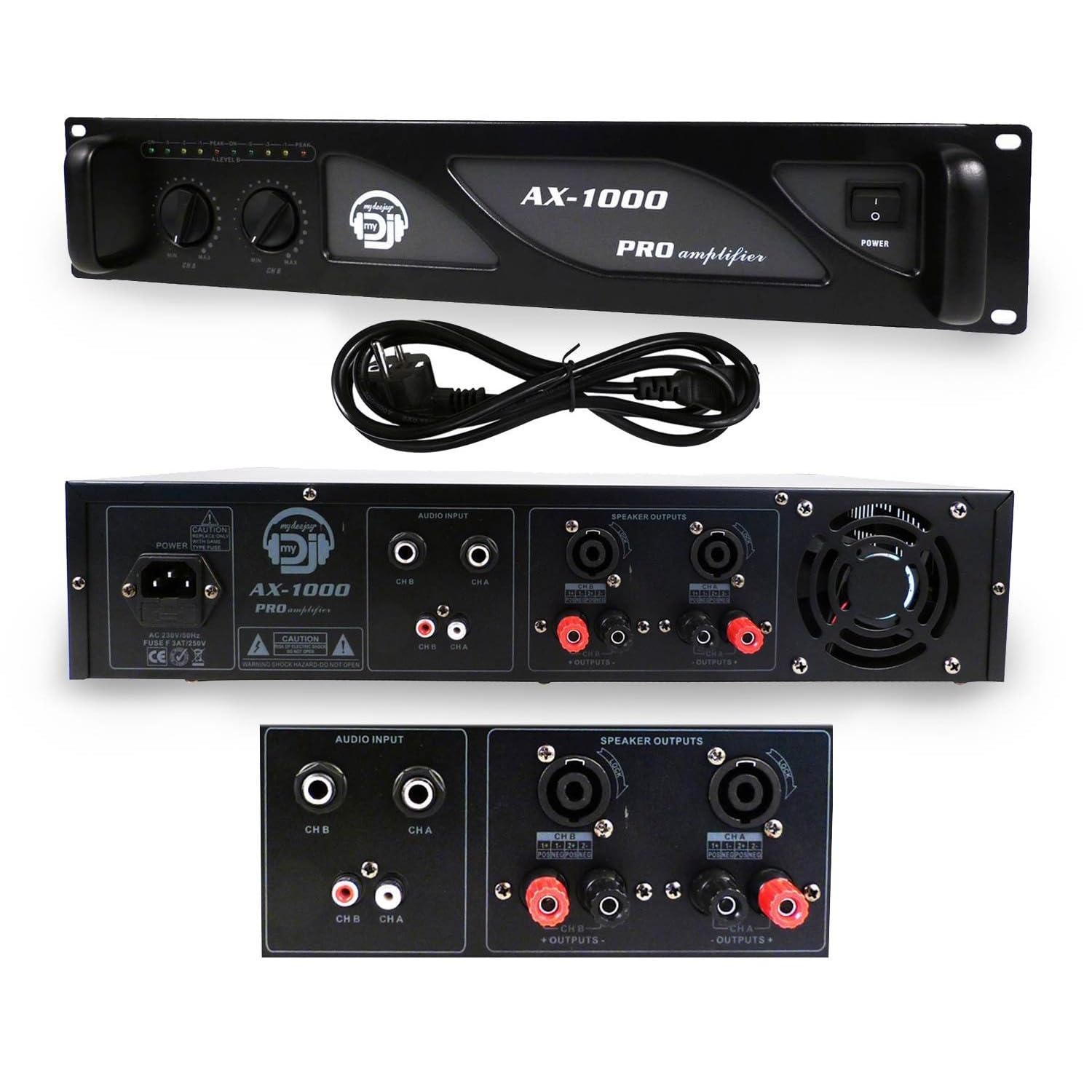 Pack SONO DJ enceintes 1200W DISCO12 + Ampli MyDj 1000W + Câbles
