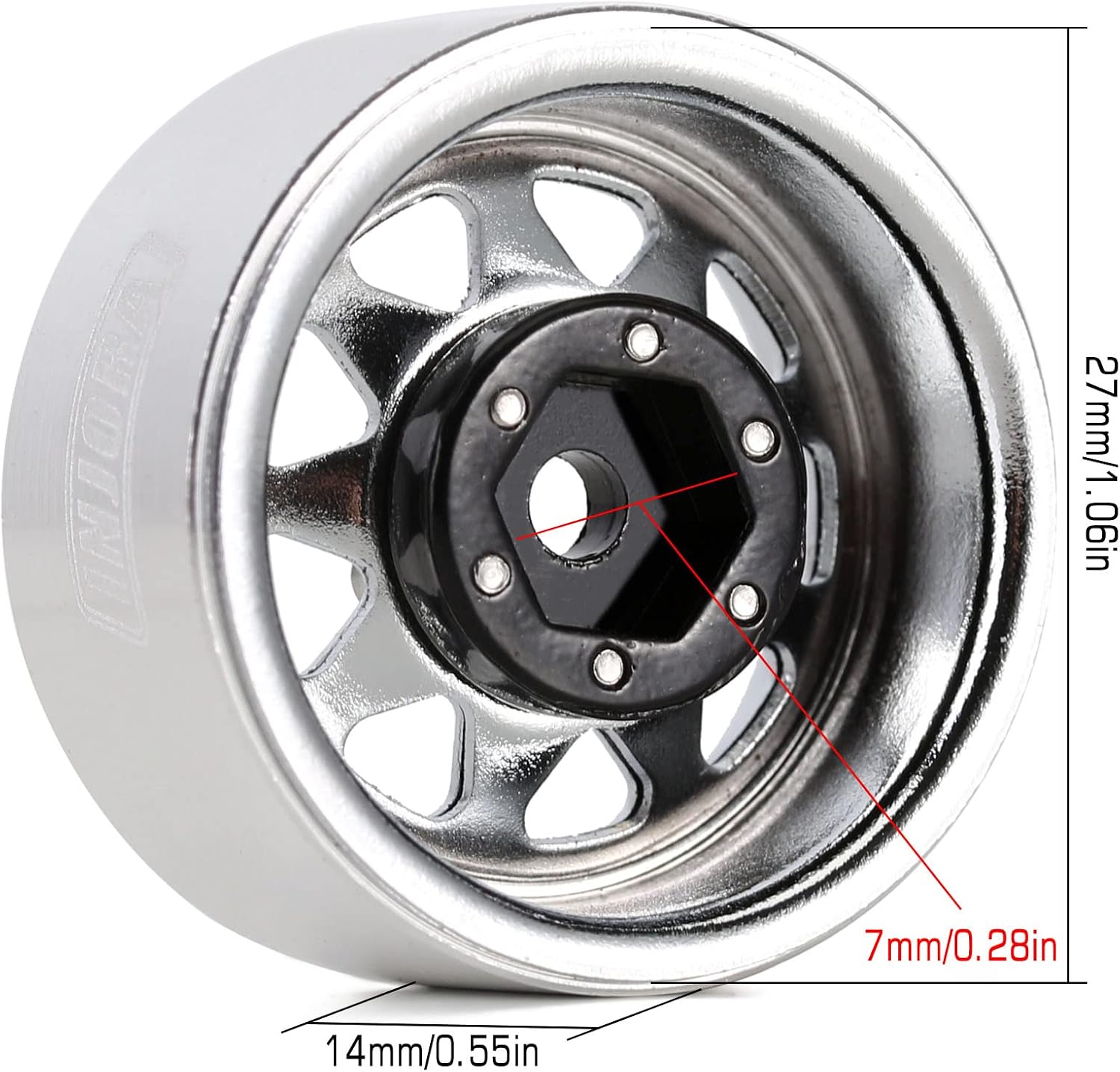 INJORA Stamped Steel 1.0 Beadlock Wheel -3.78mm Offset for Micro Crawlers