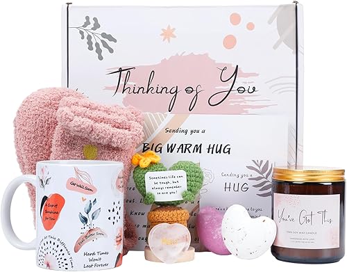 Miniatura 9 de Regalos para mujeres, cestas de regalo cómodas con texto en inglés "Get Well Soon", regalos inspiradores de relajación de San Valentín, paquete de