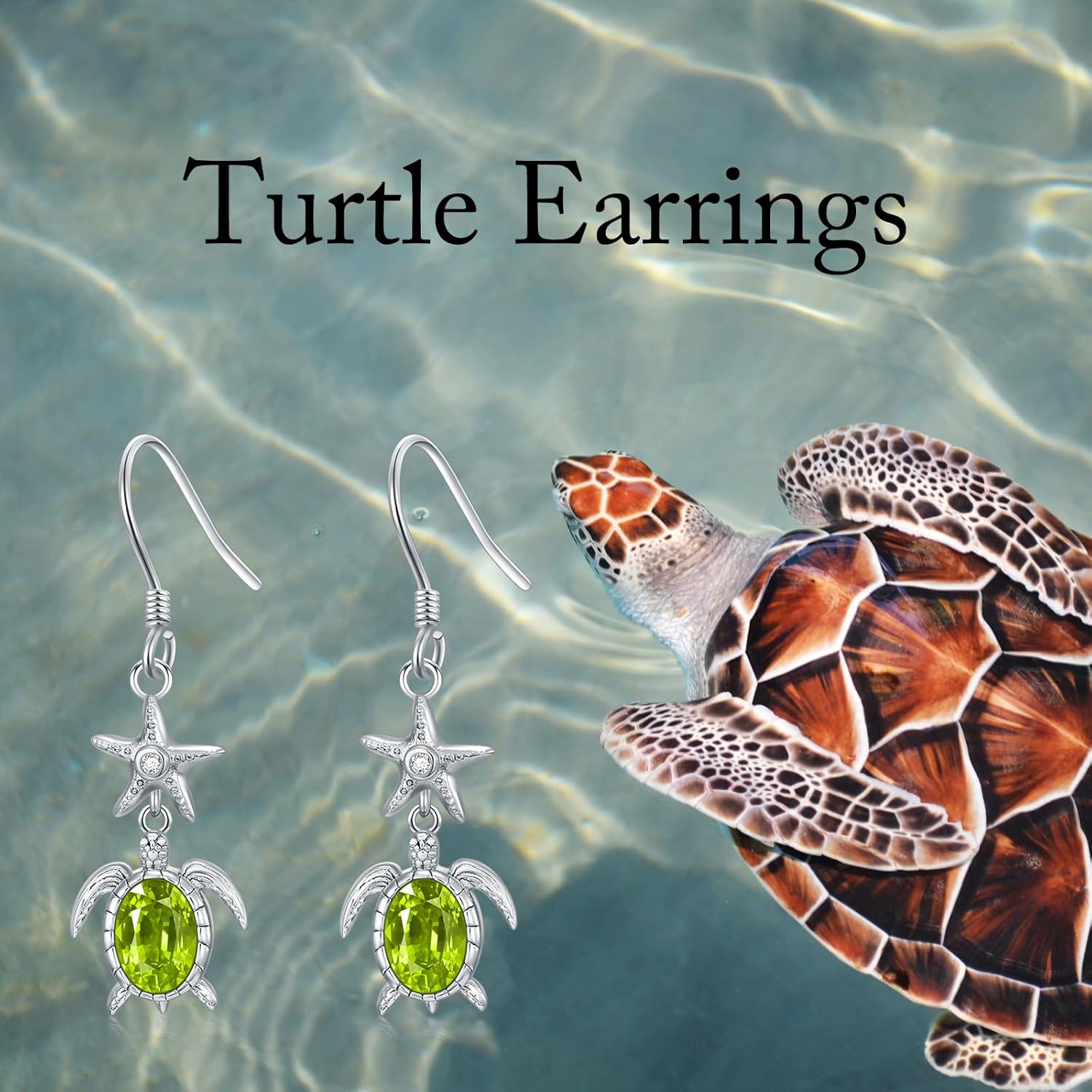 Turtle Earrings for Women 925 Sterling Silver Sea Turtle and Starfish Dangle Drop Earring Summer Animal Jewelry Gifts for Mom Wife - Image 7