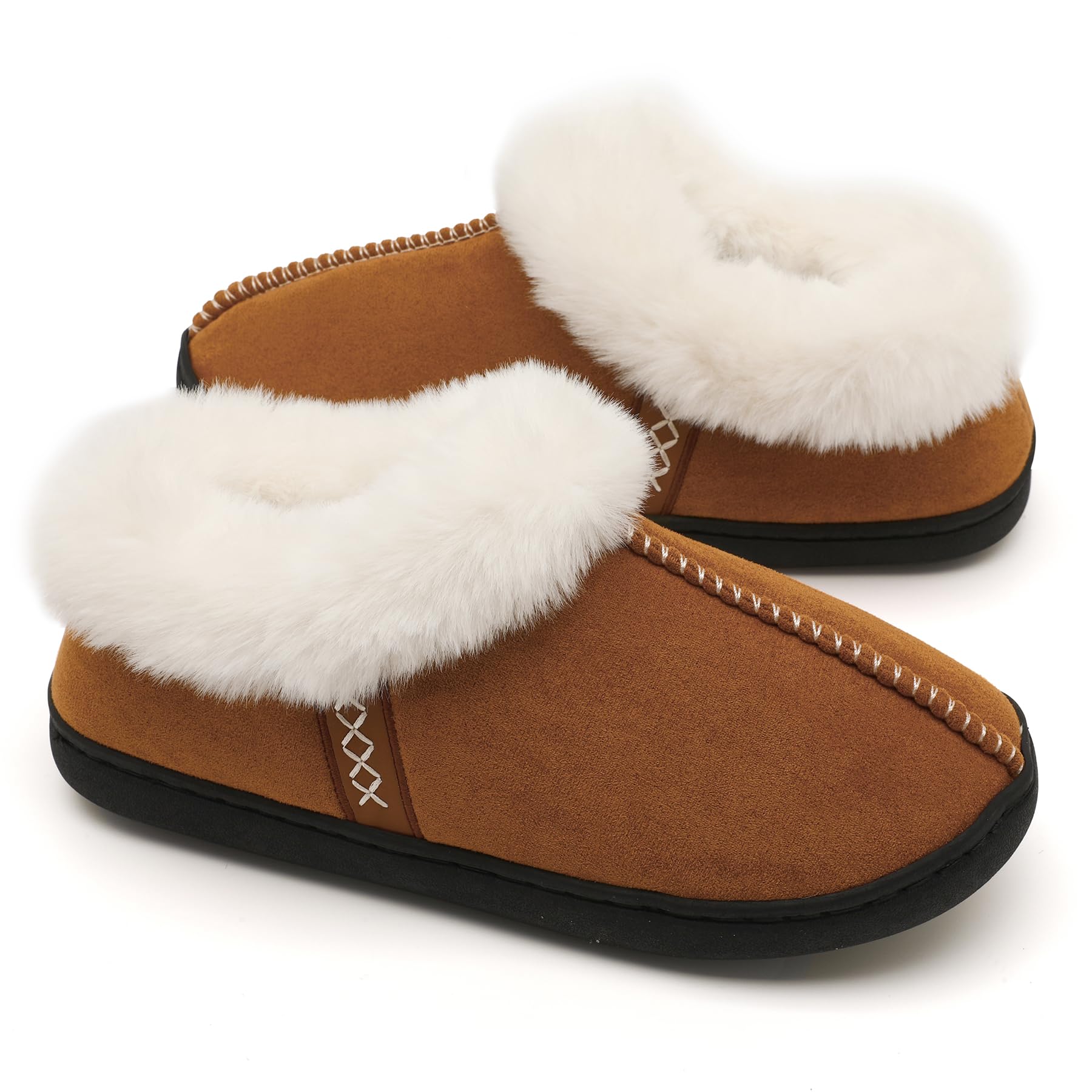 Yueerlu House Slippers for Woman Men, womens slippers on Fuzzy House Shoes Memory Foam with Fuzzy Faux Fur Comfortable Non-Slip Warm Shoes Indoor