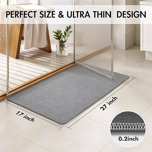 Miniatura 2 de MIULEE Juego de 2 alfombras de baño ultrafinas, de goma para baño, antideslizantes, de secado rápido, absorbentes, lavables a máquina, se ajustan