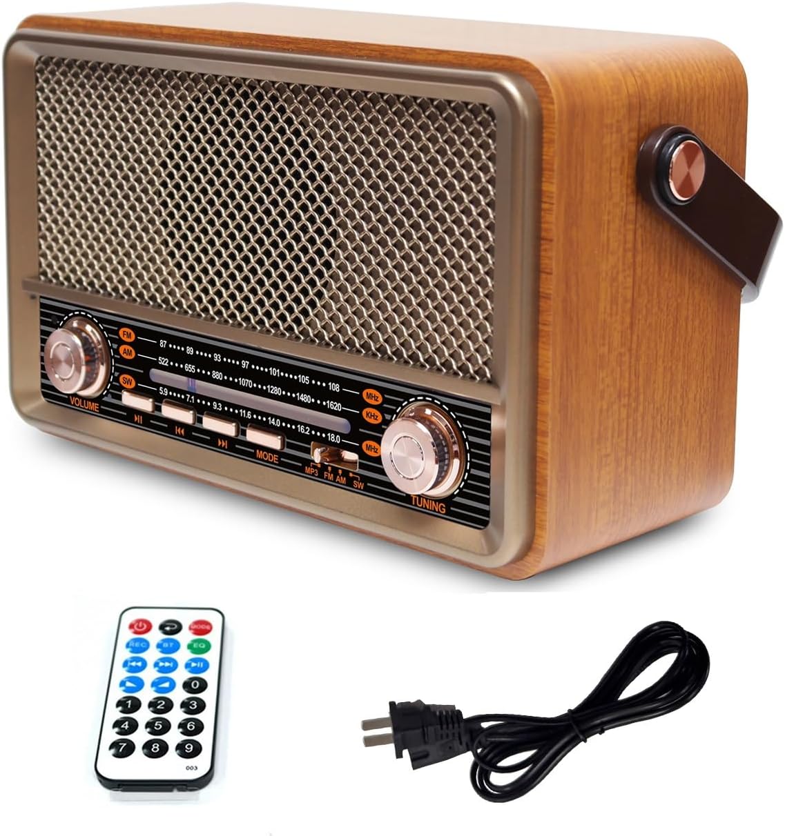 Radio Retrô Vintage Recarregável Am Fm Sw Usb Mp3 Auxiliar 110v/220v Am