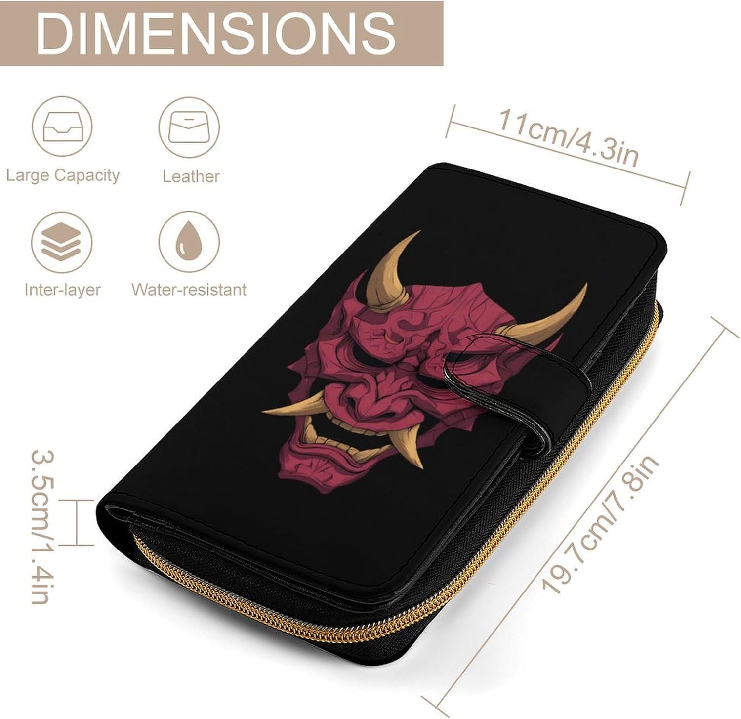 Samurai Mask Novelty Wallets Credit Card Holders Large Handheld Coin Pockets Wallet image 2