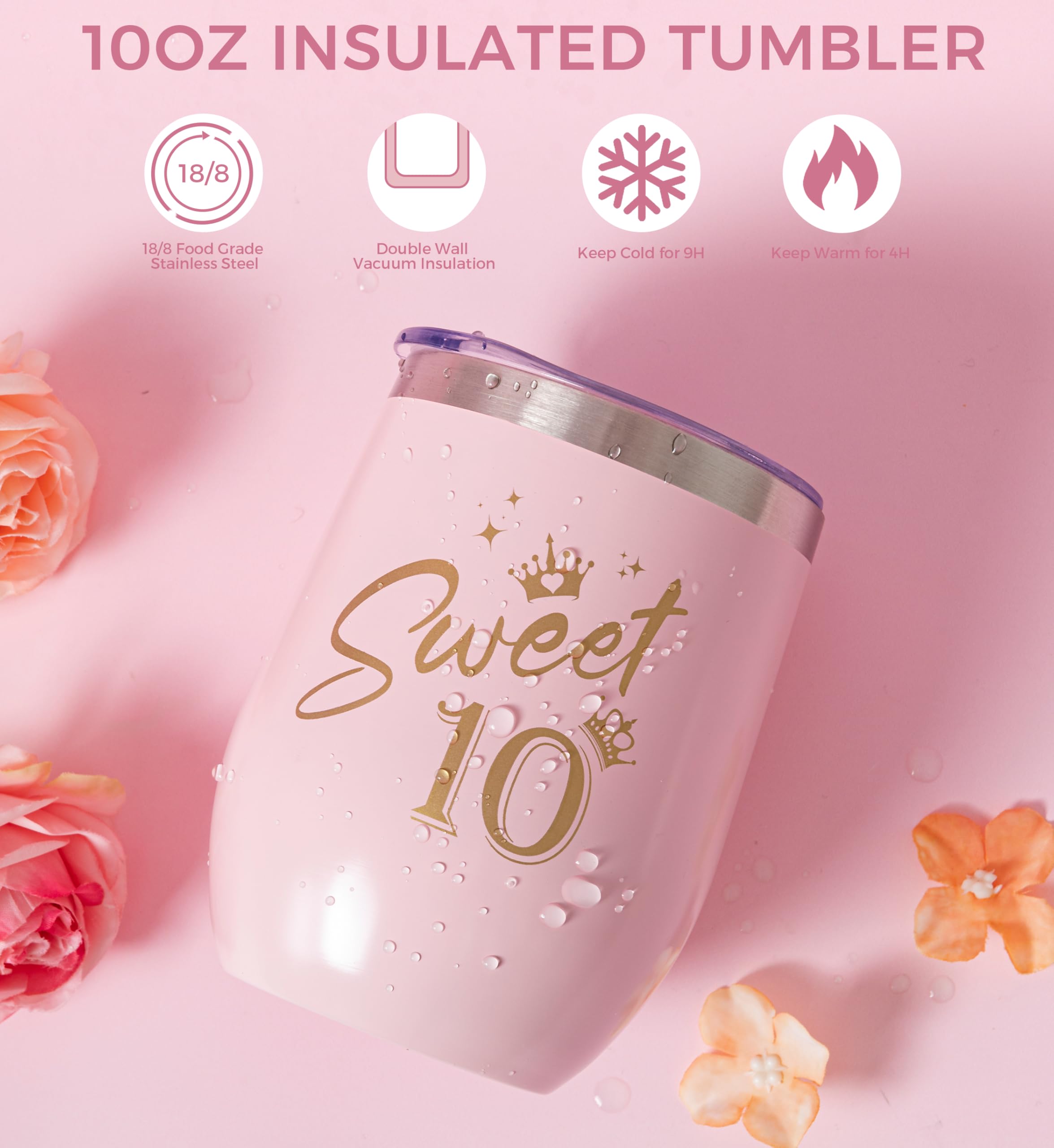 10th Birthday Gifts for Girls,Happy 10th Pamper Gift Basket Ideas for Daughter, Cute Unique Sweet 10 Year Old Birthday Hampers Presents for Her,Best Friend Niece,Granddaughter, Sister, Friend, Teens
