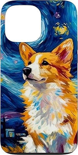 Funda para iPhone 13 Pro Max Welsh Corgi Dog Starry Night Van Gogh Welsh Corgi