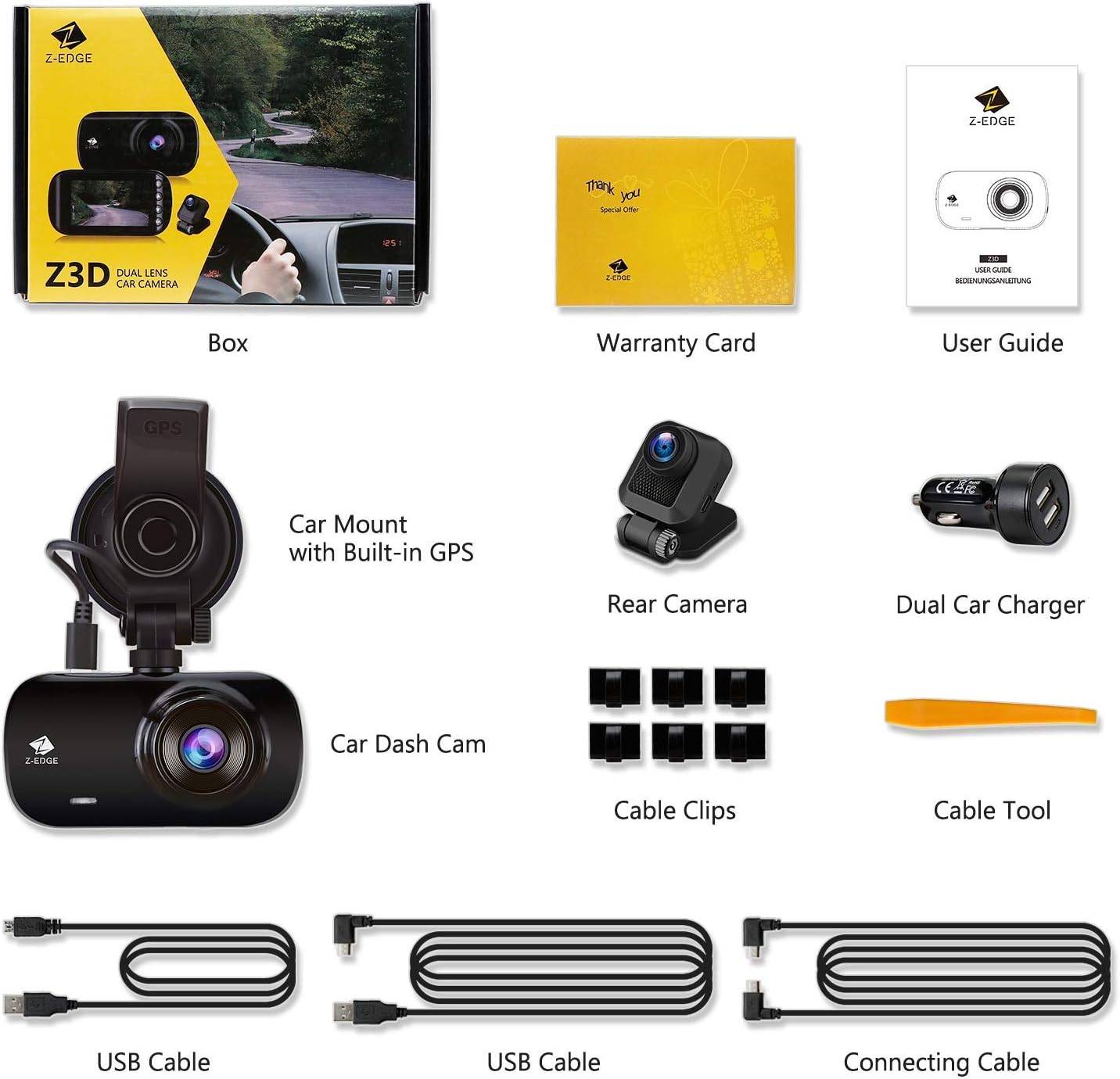 Best Deal Product Dual Dash Cam, Z-Edge Z3D 2.7 Screen Dual 1920 x 1080P Dash Cam Front and Rear (2560x1440P Single Front) with GPS, Support 256GB max, WDR, Super Night Vision, Parking Mode, G-Sensor Best Seller Dual Dash Cam, Z-Edge Z3D 2.7 Screen Dual 1920 x 1080P Dash Cam Front and Rear (2560x1440P Single Front) with GPS, Support 256GB max, WDR, Super Night Vision, Parking Mode, G-Sensor