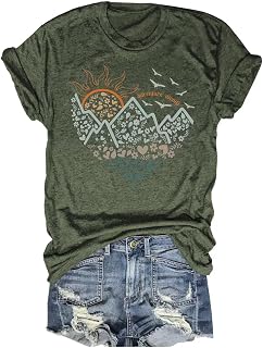 Women's Nature Camping Mountain Hiking Lovers Shirt Adventure Wild Outdoor Graphic Tees Tops