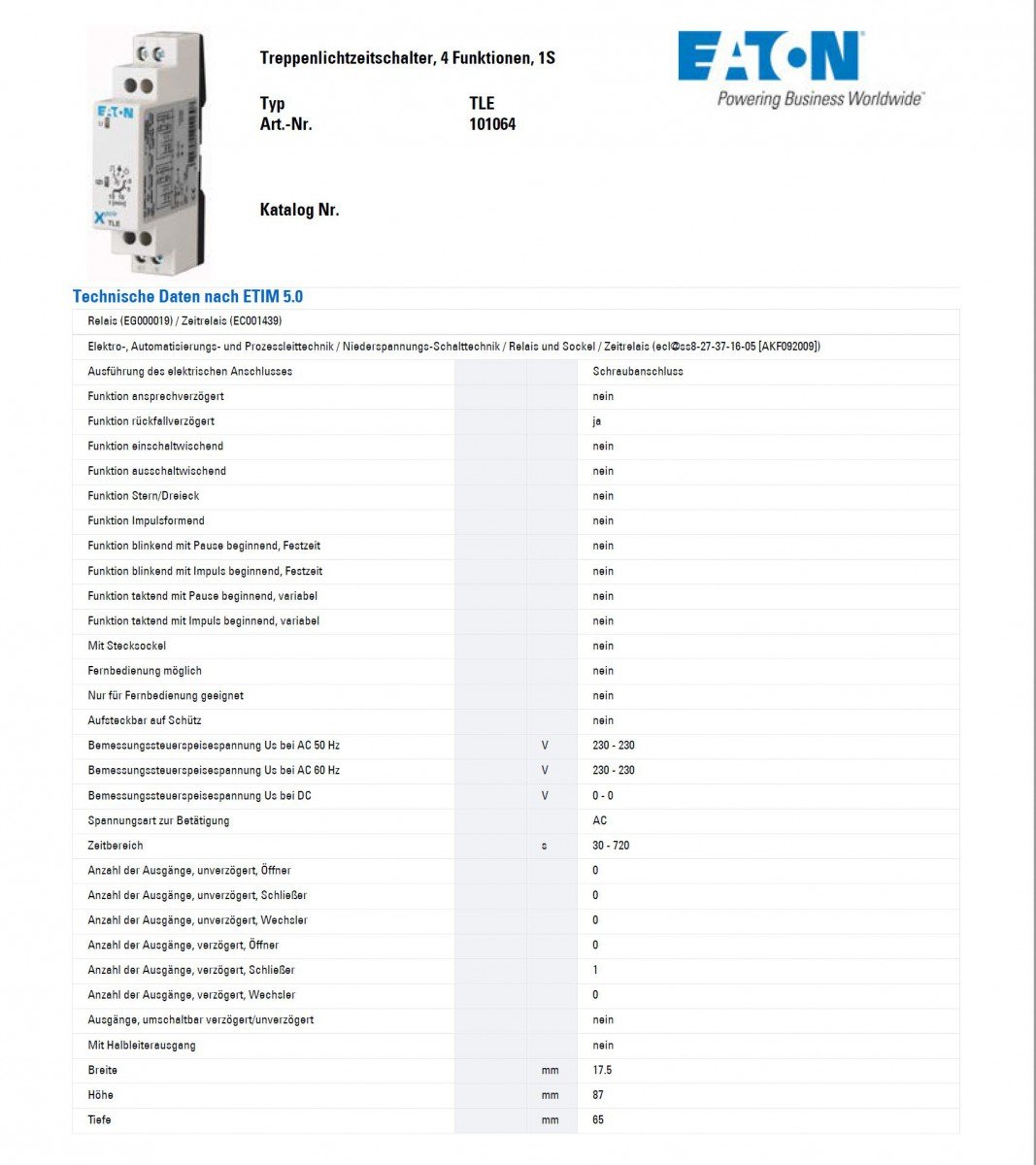 Eaton (installation) Stair Light Timer Switch TLE Stair Light Timer