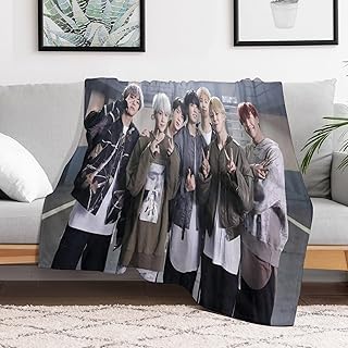 防弾少年団 毛布 ブランケット シングル フランネル マイクロファイバー フリース 軽量ブランケット 柔らかな肌触りのフランネル 洗える静電気防止 オールシーズン対応 40"*50" (100*130cm)white