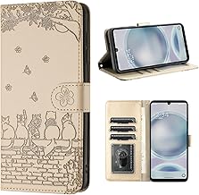 AQUOS sense8 ケース 手帳型 人気 sense8 手帳型ケース おしゃれ アクオス センス8 ケース スマホケース 上質PUレザー 本革 AQUOS sense8 SH-54D SHG11 ケース 手帳型 かわいい猫と美しい桜柄 SHG11ケース SH-54D ケース 手帳型 カバー 手帳型ケース スマホケース カード収納 マグネット式 スタンド機能 軽量(6.1インチ)オフホワイト