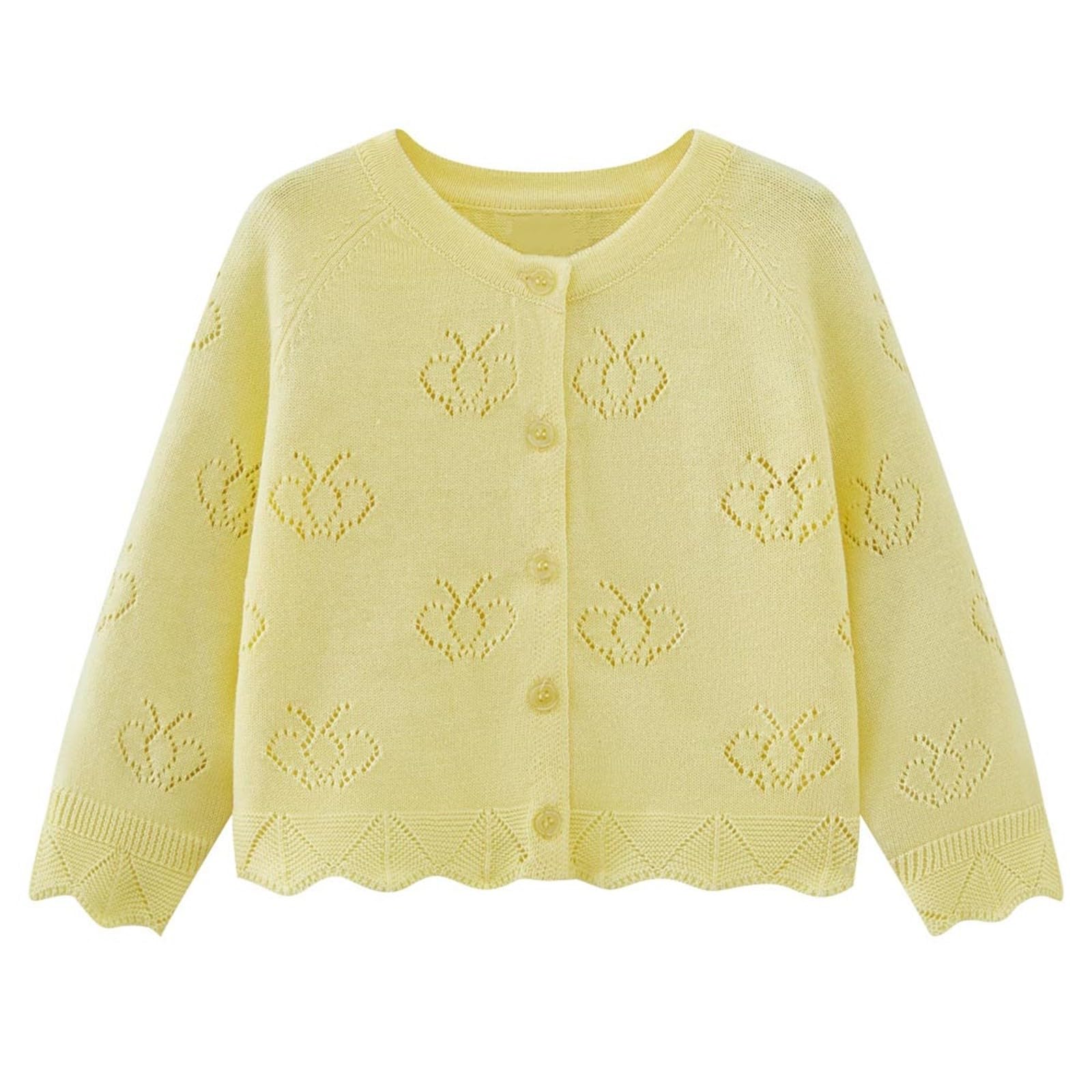 Girl Knit Coat Butterfly Crochet Button Down Sweaters Classic Solid Comfortable Jackets Topcoat Lightweight Soft Summer Autumn Knitwear Classic Ribbed Cuffs Cute Knitted Cardigans