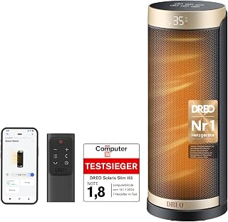 Dreo 2000W Smart Heizlüfter fürs Schlafzimmer, 16 Zoll Tragbarer Heizstrahler mit 70° Oszillation, Thermostat & Fernbedienung, 3 Modi, 3 Geschwindigkeiten, 12h Timer Elektroheizung für Räume