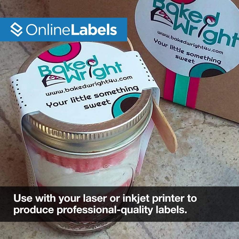 8.5 x 2.375 Soap Band Labels - Permanent, White Matte - Round Buckle Shape, Cigar Style - Pack of 400 Labels, 100 Sheets - Inkjet or Laser Printers - Online Labels