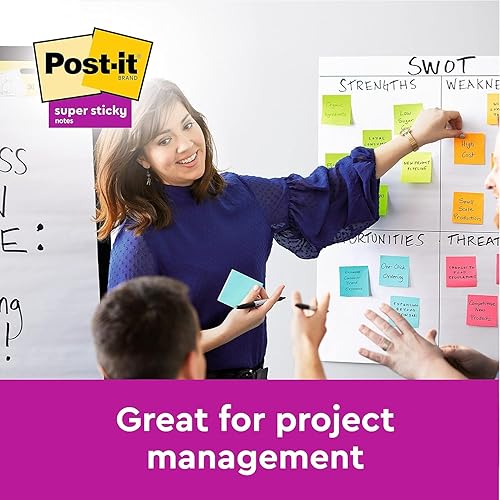 Miniatura 3 de Post-it Super Sticky Notes Soulful Color Collection, paquete de 6 blocs, 90 hojas por bloc, 2.992 in x 2.992 in, rosa, morado, verde, gris, azul,