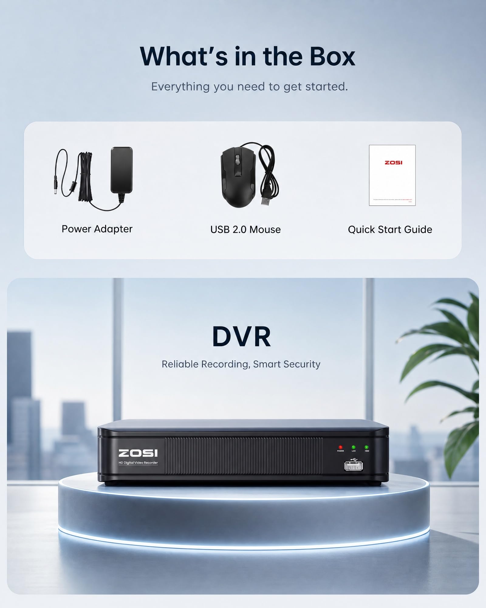 Amazon.com : ZOSI 8 Channel 3K Lite CCTV DVR Recorder, Hybrid 4-in